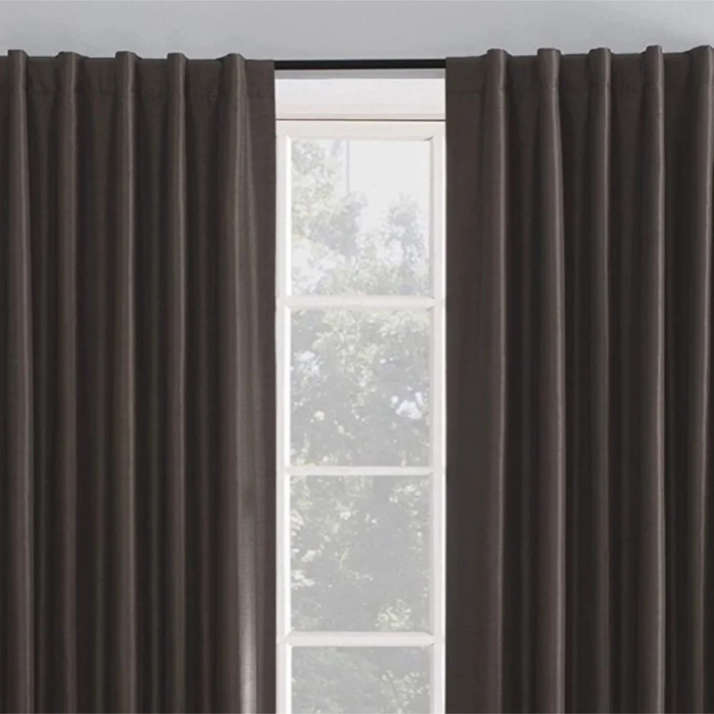 Sun Zero Faux Dupioni Silk Thermal Blackout Back Tab Curtain 50